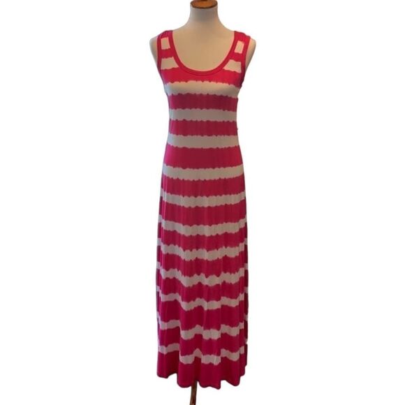 👗 Calvin Klein Pink & White Maxi Dress - Size 4 - Picture 1 of 5